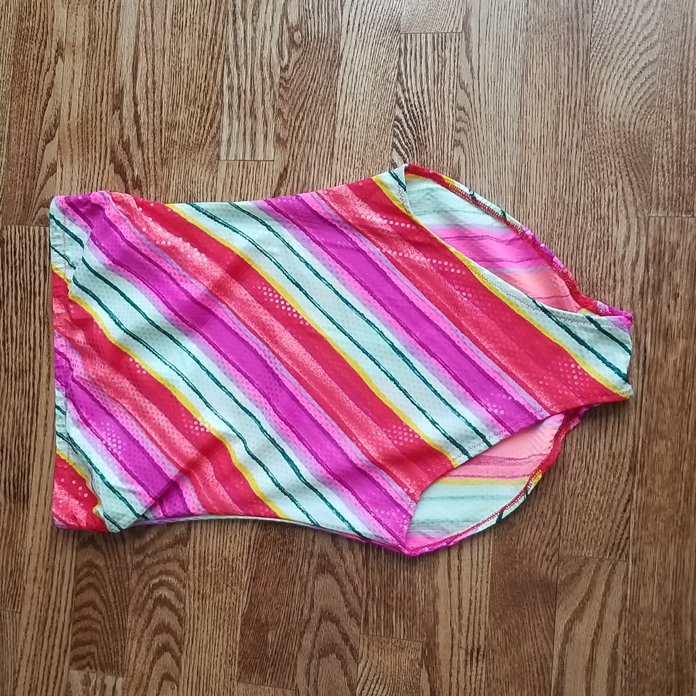 (10) Gottex Colorful Striped Strapless One Piece Swimsuit Vintage Beach Summer